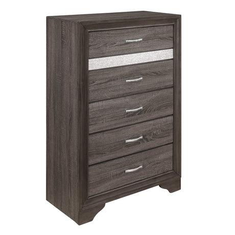 Luster Gray 5-Piece Bedroom Set (Queen Bed, Nightstand, Dresser, Mirror, Chest) from Homelegance - Luna Furniture