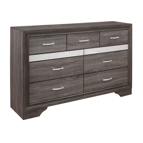 Luster Gray 5-Piece Bedroom Set (Queen Bed, Nightstand, Dresser, Mirror, Chest) from Homelegance - Luna Furniture