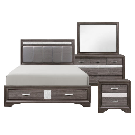 Luster Gray 5-Piece Bedroom Set (Queen Bed, Nightstand, Dresser, Mirror, Chest) from Homelegance - Luna Furniture