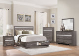 Luster Gray Queen Upholstered Storage Platform Bed from Homelegance - Luna Furniture