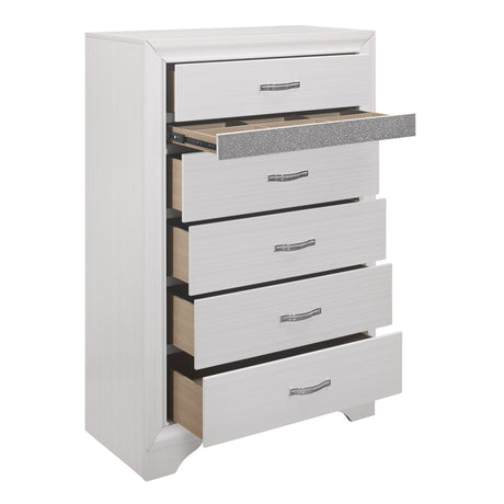 Luster White 4-Piece Bedroom Set (Queen Bed, Nightstand, Dresser, Mirror) from Homelegance - Luna Furniture
