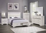 Luster White 4-Piece Bedroom Set (Queen Bed, Nightstand, Dresser, Mirror) from Homelegance - Luna Furniture