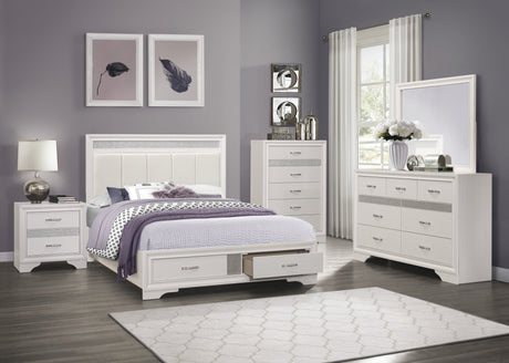 Luster White 4-Piece Bedroom Set (Queen Bed, Nightstand, Dresser, Mirror) from Homelegance - Luna Furniture