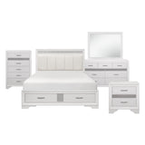 Luster White 5-Piece Bedroom Set (Queen Bed, Nightstand, Dresser, Mirror, Chest) from Homelegance - Luna Furniture
