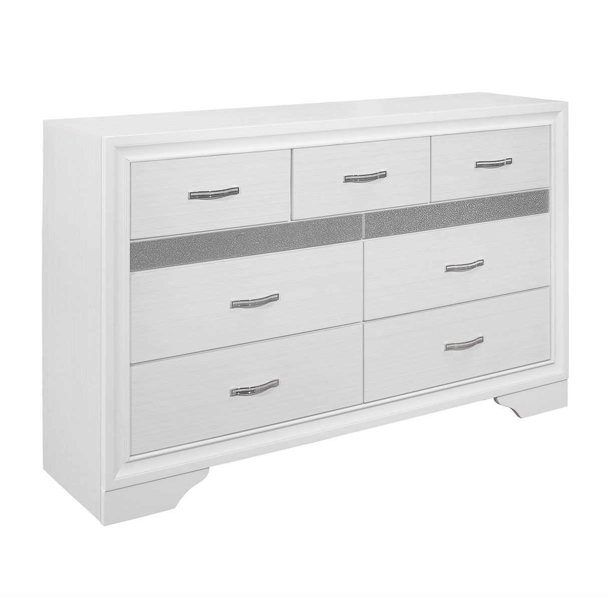 Luster White 5-Piece Bedroom Set (Queen Bed, Nightstand, Dresser, Mirror, Chest) from Homelegance - Luna Furniture