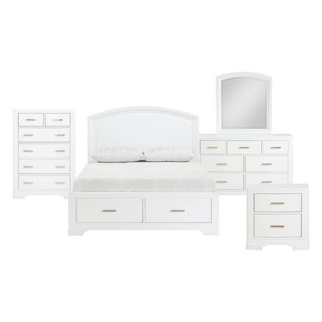 Hudson White 4-Piece Bedroom Set (Queen Bed, Nightstand, Dresser, Mirror) from Homelegance - Luna Furniture
