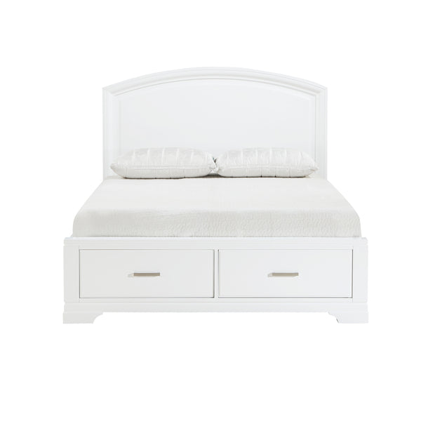 Hudson White California King Platform Bed with Footboard Storage