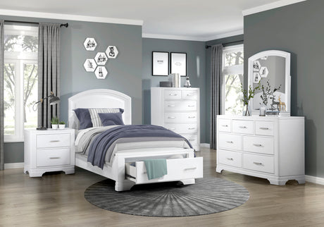 Hudson White Twin Storage Platform Bed from Homelegance - Luna Furniture