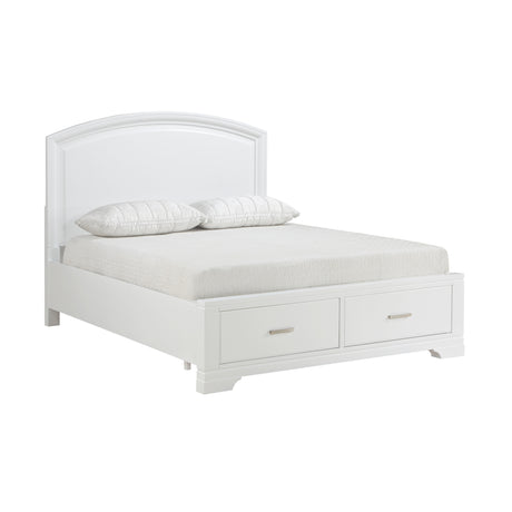 Hudson White Eastern King Platform Bed with Footboard Storage from Homelegance - Luna Furniture