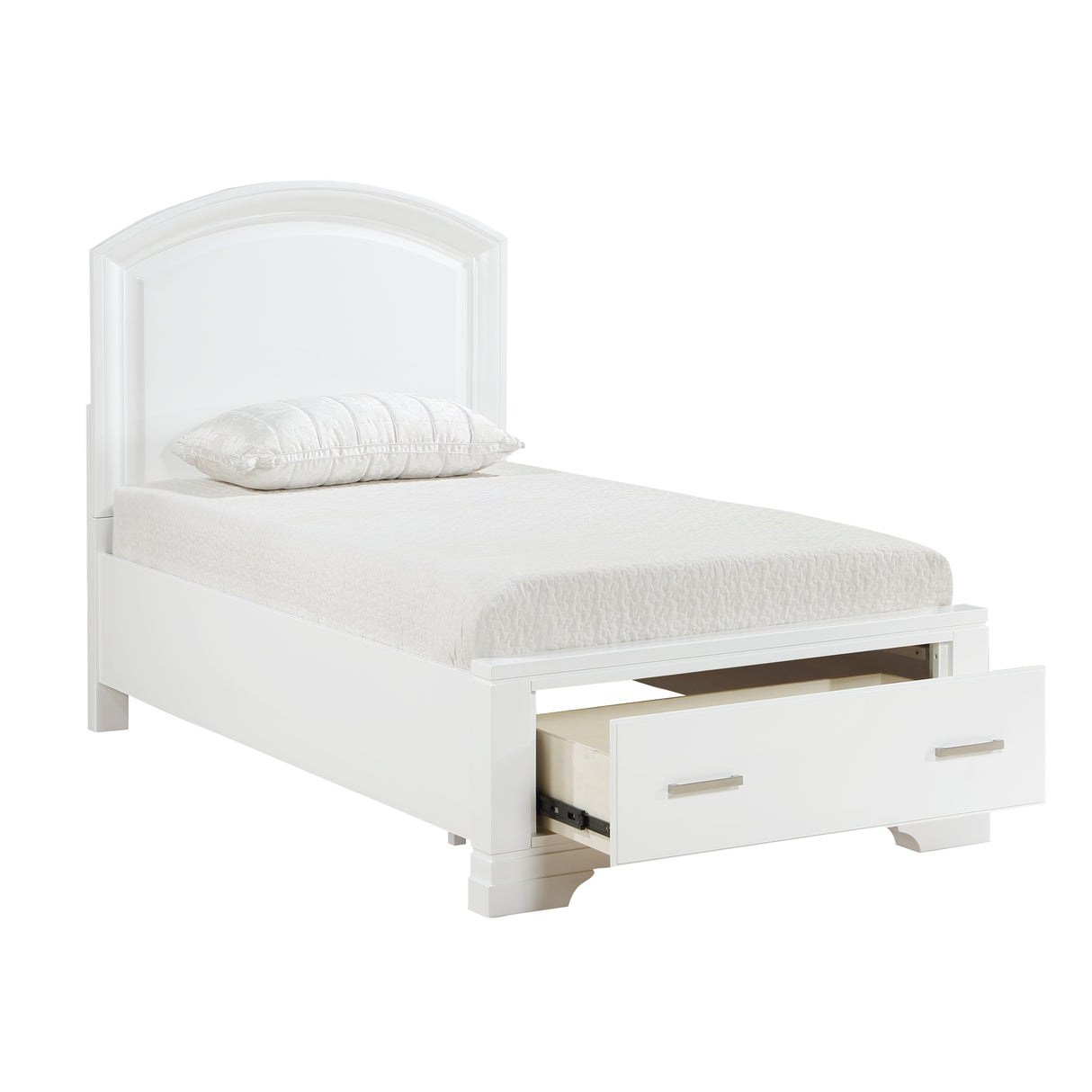 Hudson White Twin Platform Bed with Footboard Storage from Homelegance - Luna Furniture