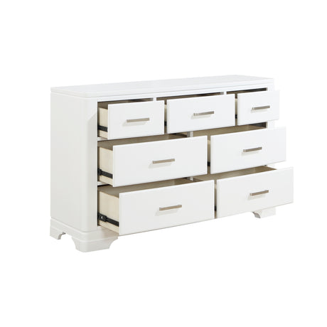Hudson White 5-Piece Youth Bedroom Set (Twin Bed, Nightstand, Dresser, Mirror, Chest) from Homelegance - Luna Furniture
