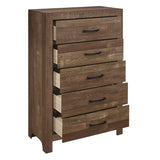 Corbin Brown 5-Piece Bedroom Set (Queen Bed, Nightstand, Dresser, Mirror, Chest) from Homelegance - Luna Furniture