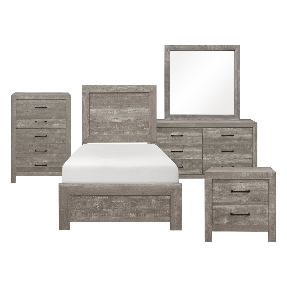 Corbin Gray 5-Piece Youth Bedroom Set (Twin Bed, Nightstand, Dresser, Mirror, Chest) from Homelegance - Luna Furniture