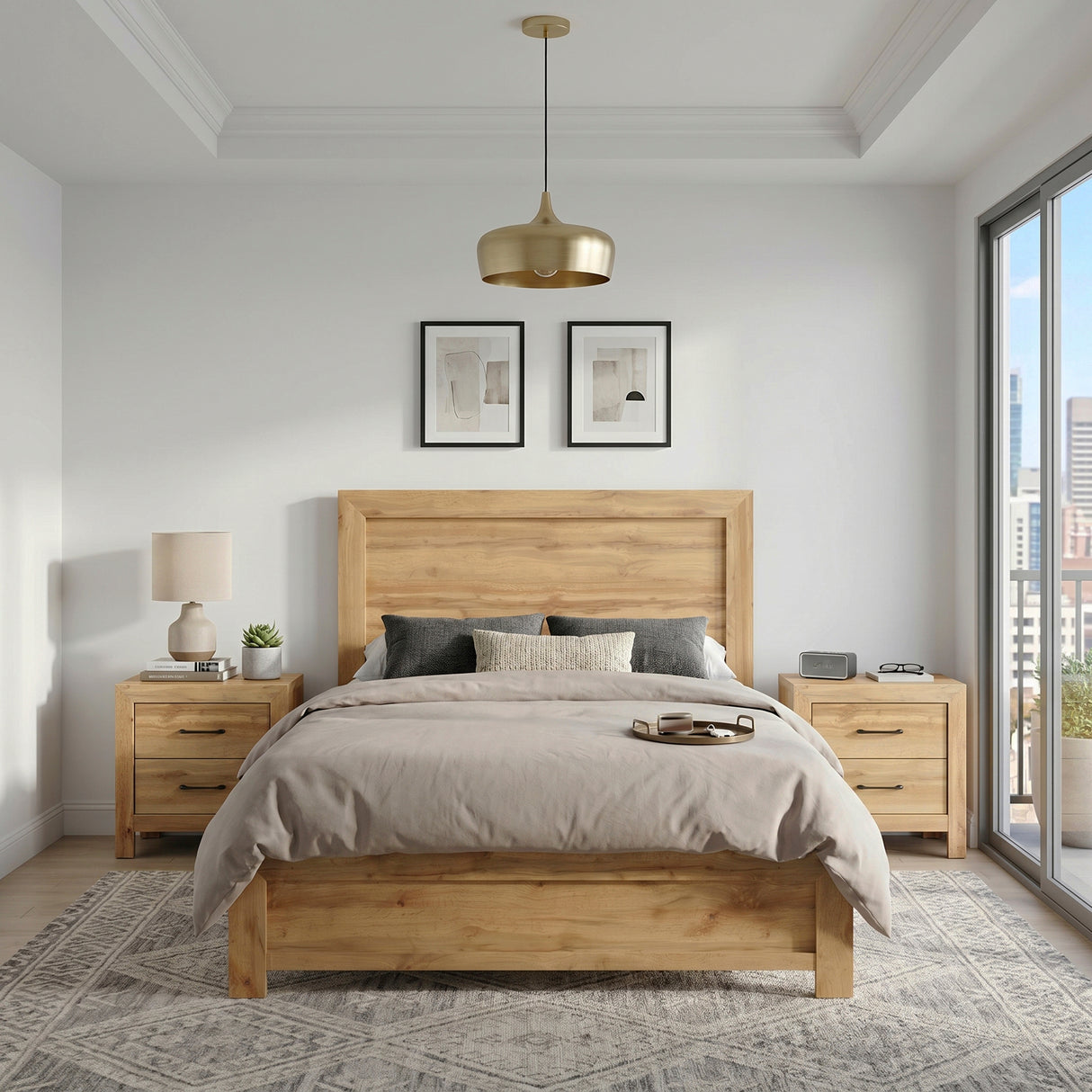 Corbin Natural King Panel Bed