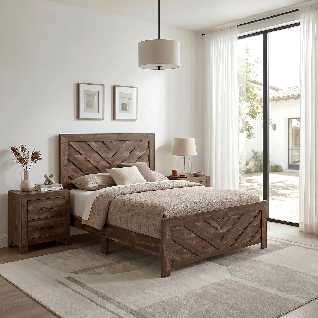 Corbin Brown Crossbuck Full Panel Bed