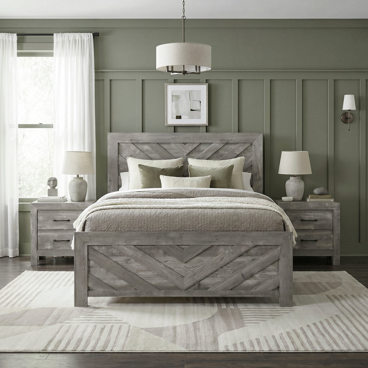 Corbin Gray Crossbuck Queen Panel Bed from Homelegance - Luna Furniture