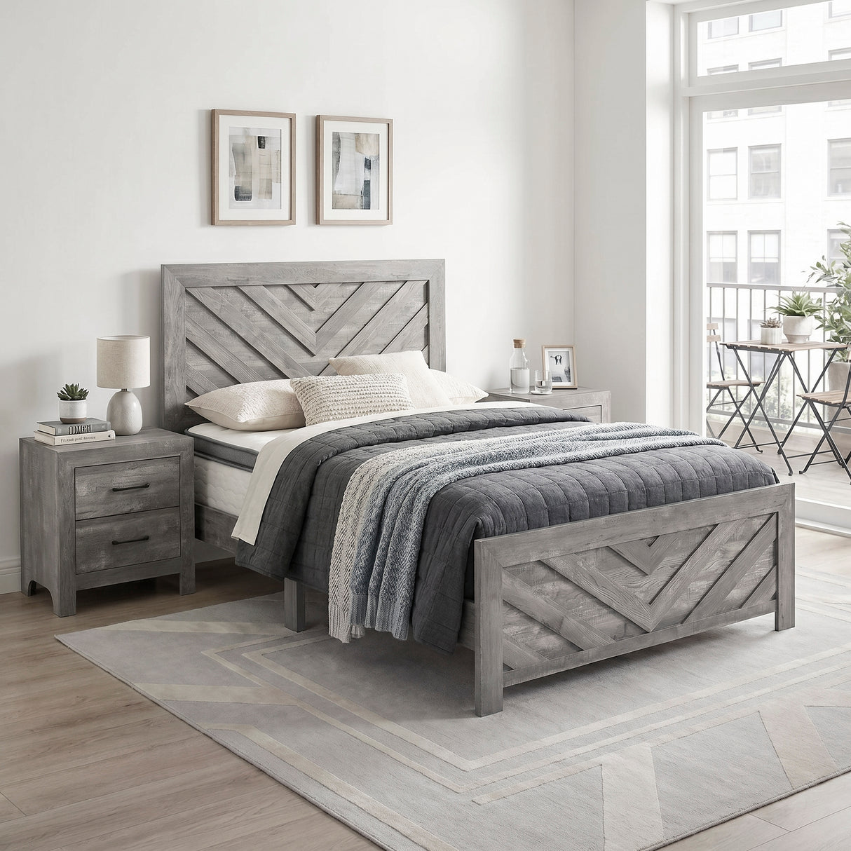 Corbin Gray Crossbuck Queen Panel Bed from Homelegance - Luna Furniture