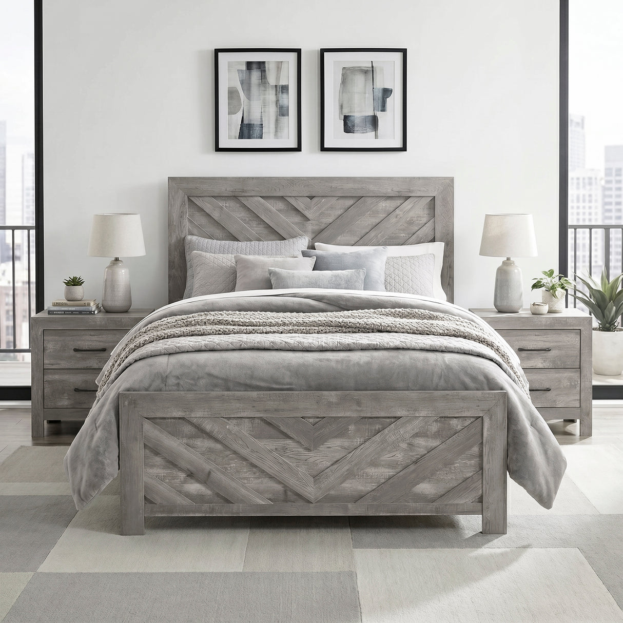 Corbin Gray Crossbuck Full Panel Bed from Homelegance - Luna Furniture