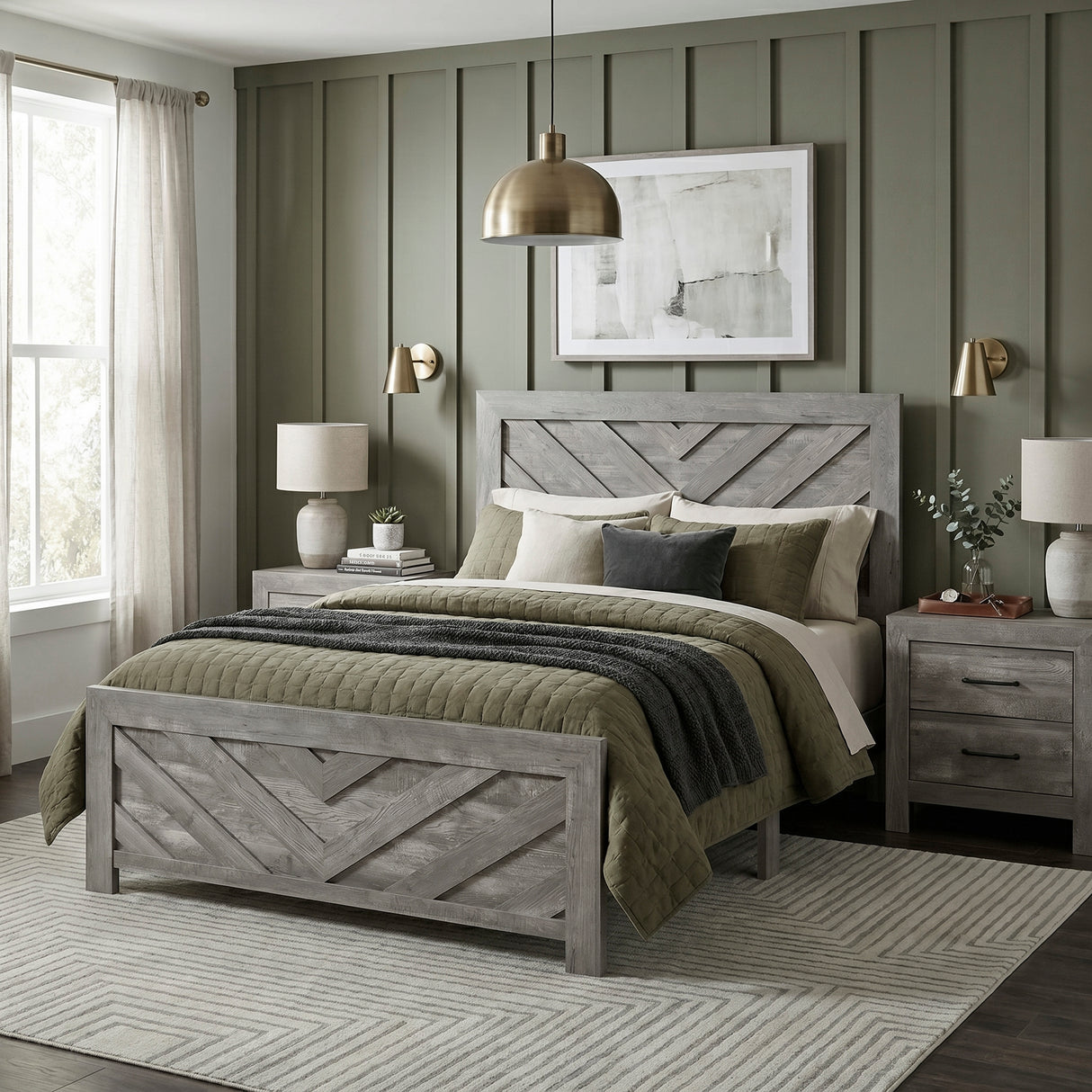 Corbin Gray Crossbuck Full Panel Bed from Homelegance - Luna Furniture