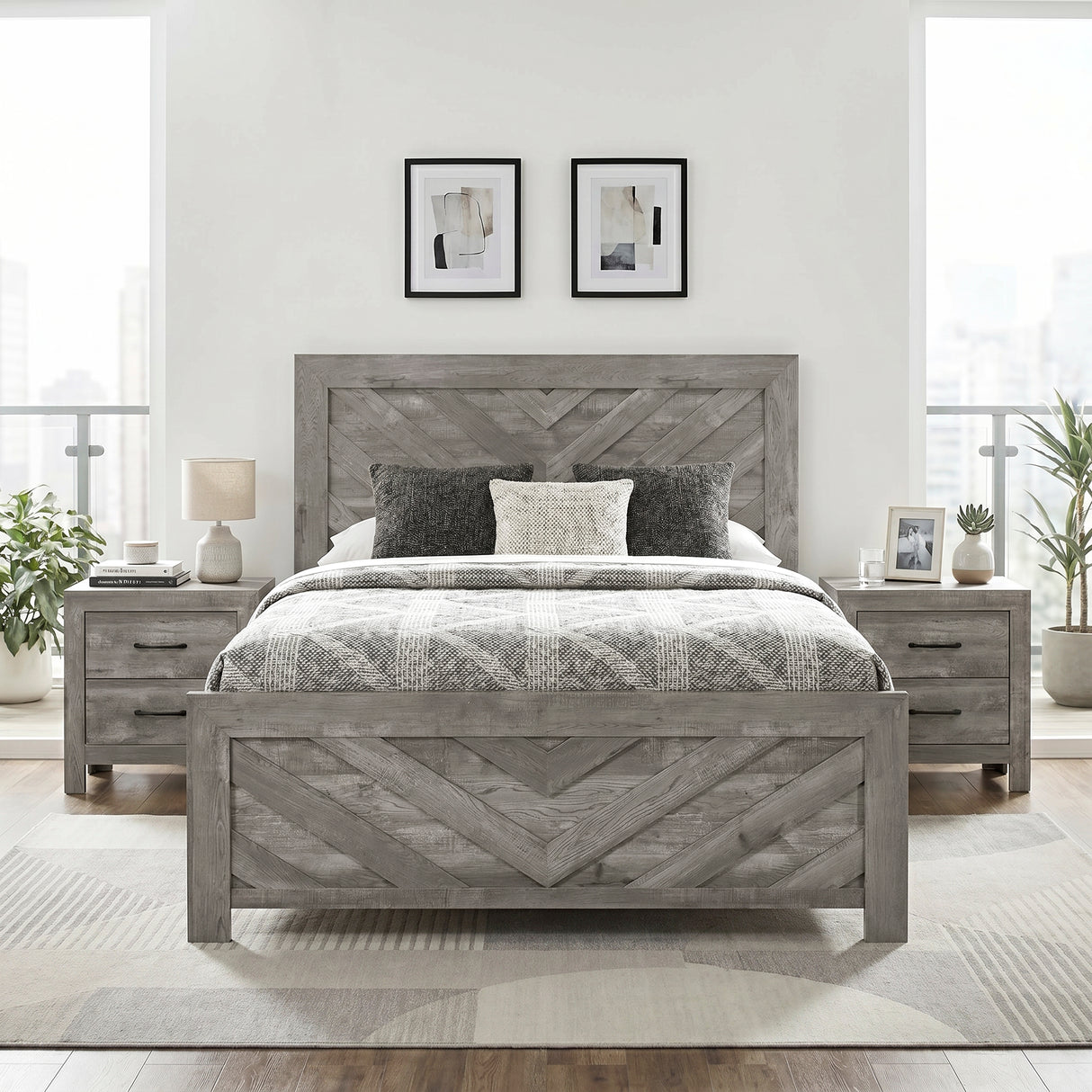 Corbin Gray Crossbuck Eastern King Panel Bed from Homelegance - Luna Furniture