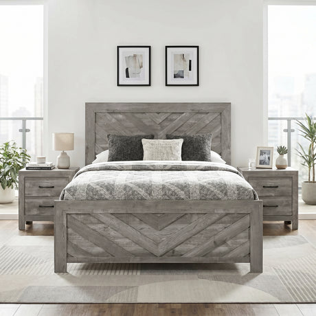 Corbin Gray Crossbuck Eastern King Panel Bed from Homelegance - Luna Furniture