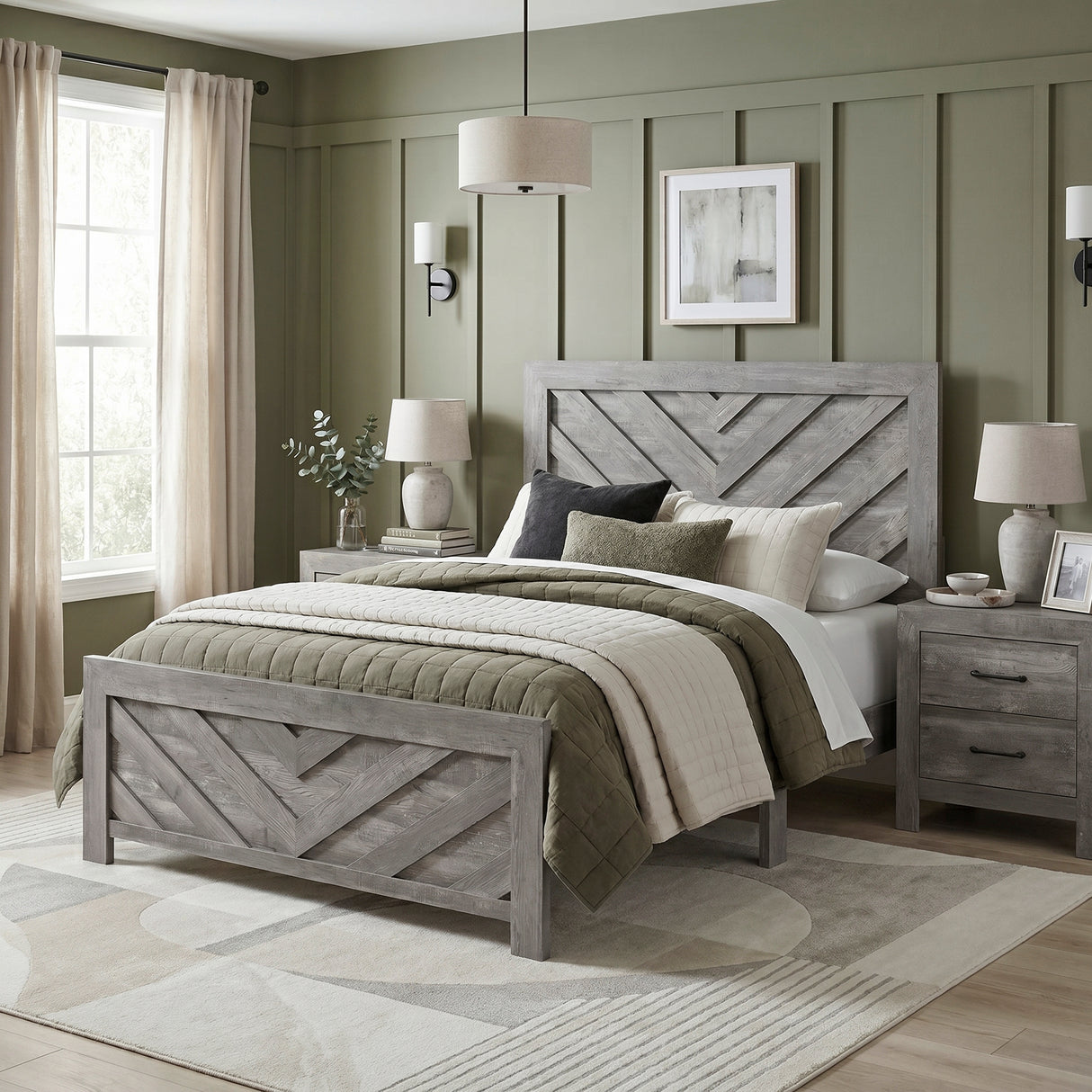 Corbin Gray Crossbuck Eastern King Panel Bed from Homelegance - Luna Furniture