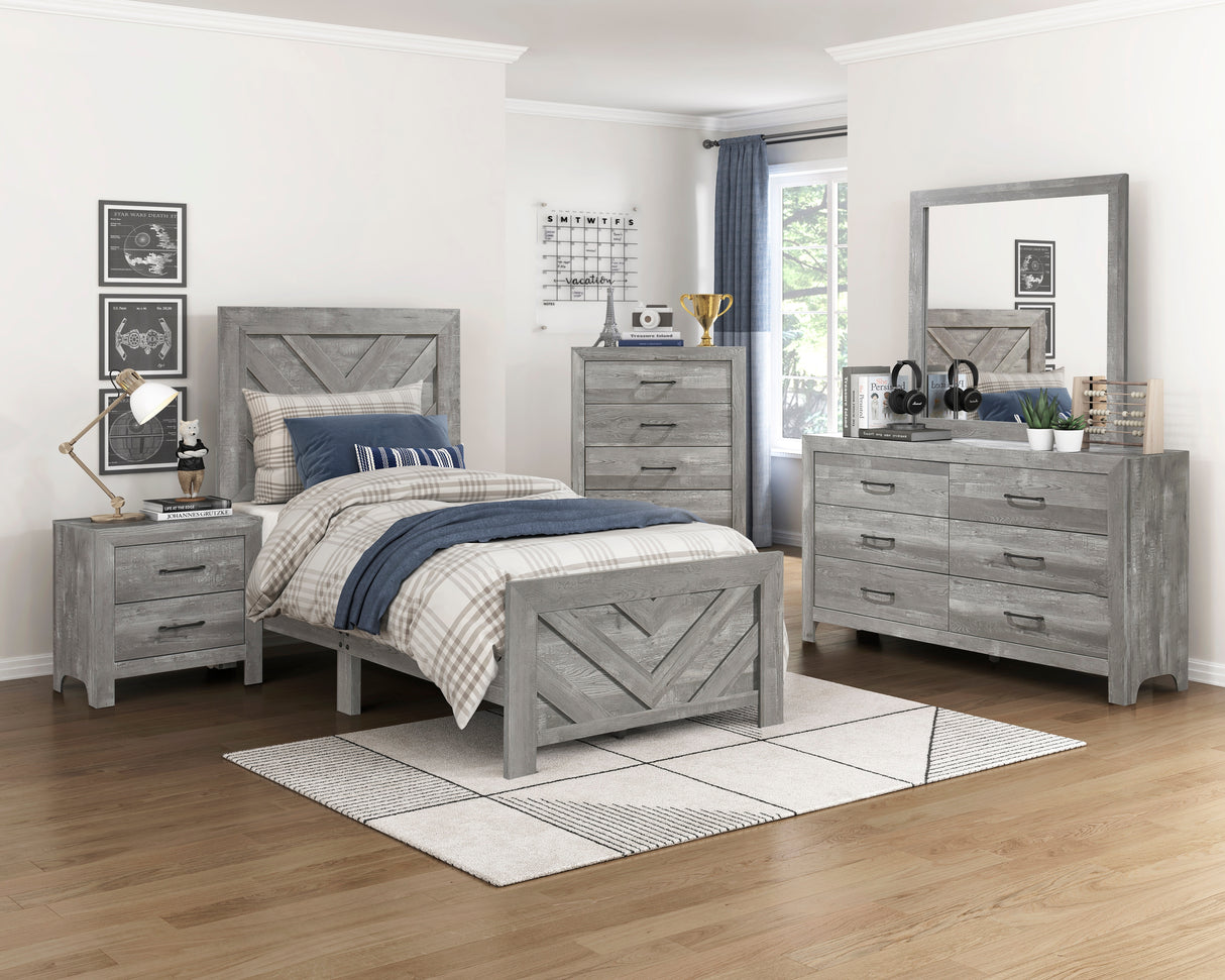 Corbin Gray Crossbuck 5pc Set (TB+NS+DR+MR+CH) from Homelegance - Luna Furniture