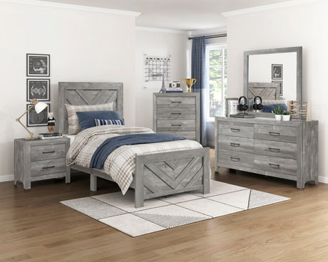 Corbin Gray Crossbuck 5pc Set (TB+NS+DR+MR+CH) from Homelegance - Luna Furniture
