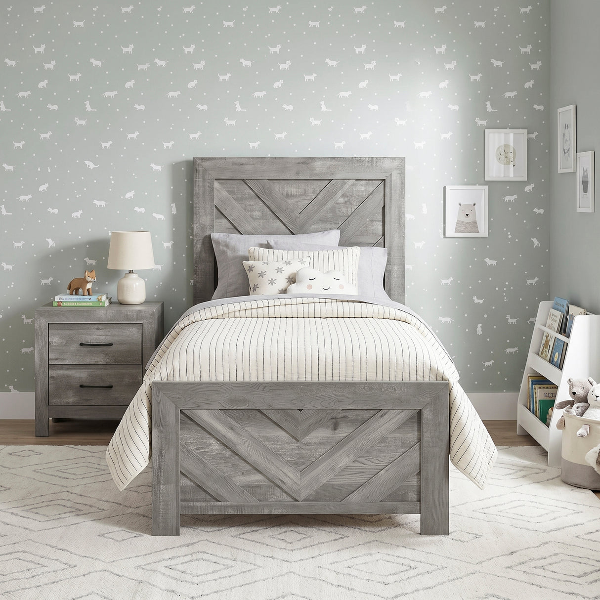 Corbin Gray Crossbuck Twin Panel Bed from Homelegance - Luna Furniture