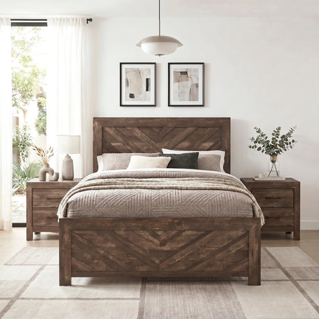 Corbin Brown Crossbuck Eastern King Panel Bed from Homelegance - Luna Furniture
