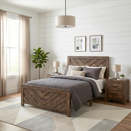 Corbin Brown Crossbuck Eastern King Panel Bed from Homelegance - Luna Furniture