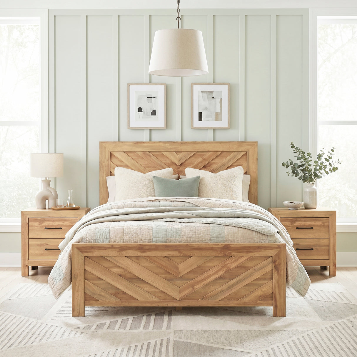 Corbin Natural Crossbuck Queen Bed from Homelegance - Luna Furniture
