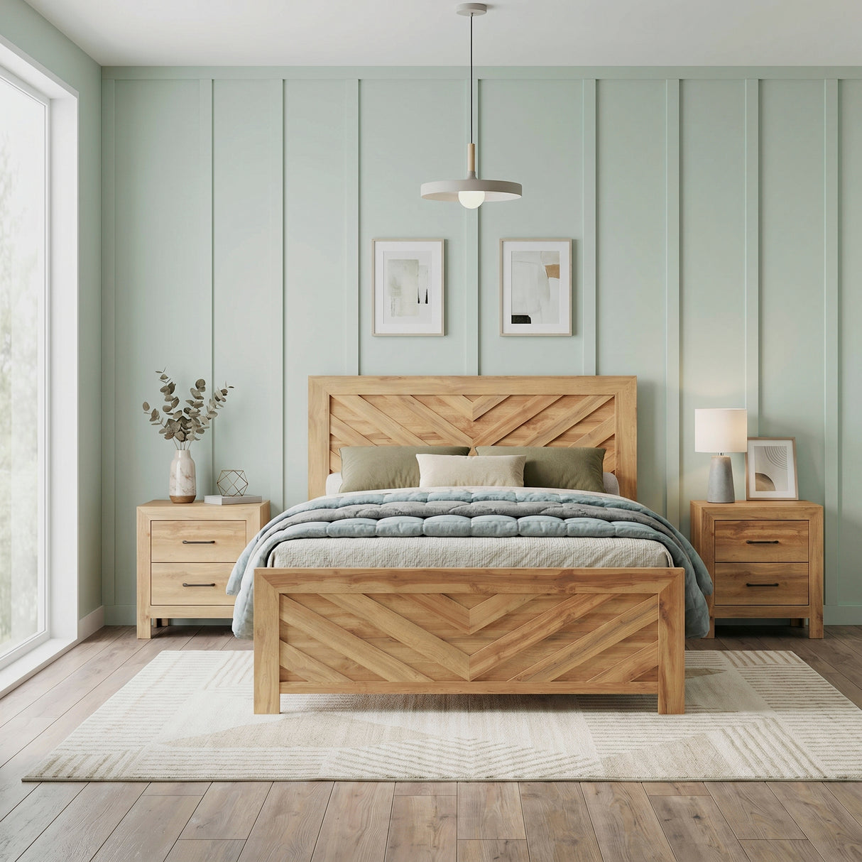 Corbin Natural Crossbuck California King Bed from Homelegance - Luna Furniture