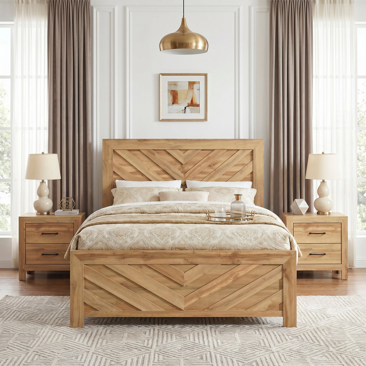 Corbin Natural Crossbuck Eastern King Bed from Homelegance - Luna Furniture