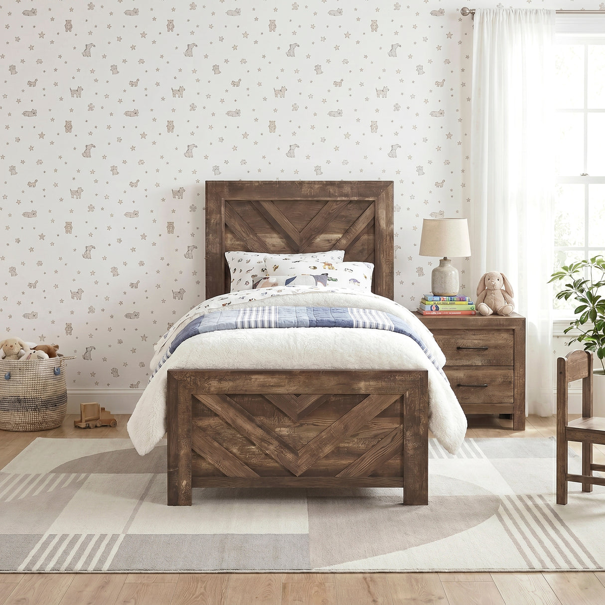 Corbin Brown Crossbuck Twin Panel Bed from Homelegance - Luna Furniture