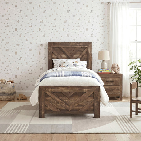 Corbin Brown Crossbuck Twin Panel Bed from Homelegance - Luna Furniture