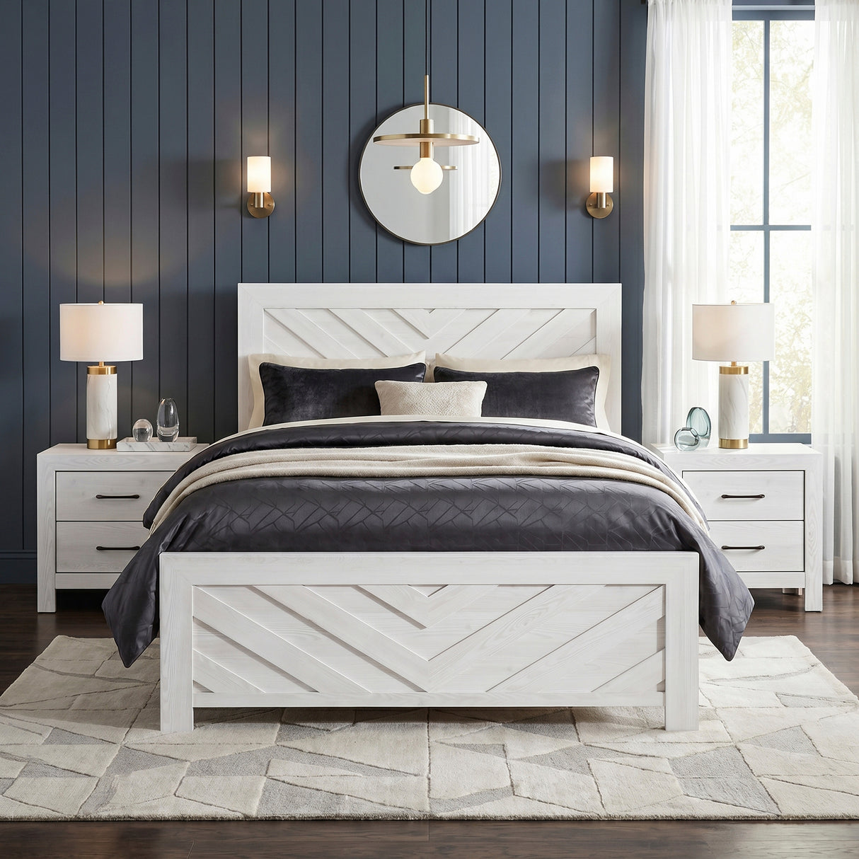 Corbin White Crossbuck Queen Panel Bed from Homelegance - Luna Furniture