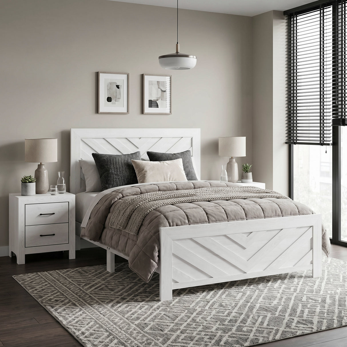 Corbin White Crossbuck Queen Panel Bed from Homelegance - Luna Furniture