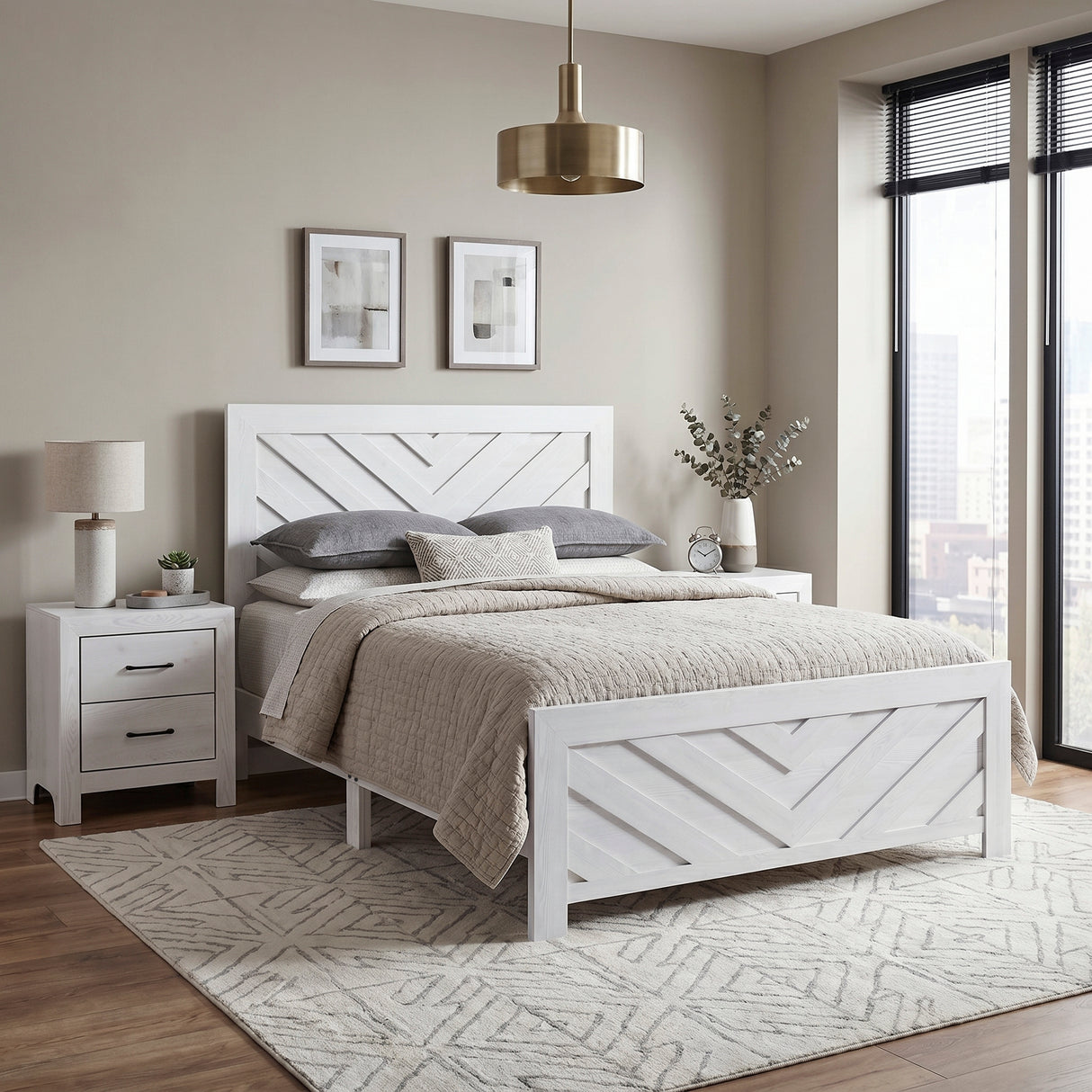 Corbin White Crossbuck Eastern King Panel Bed from Homelegance - Luna Furniture