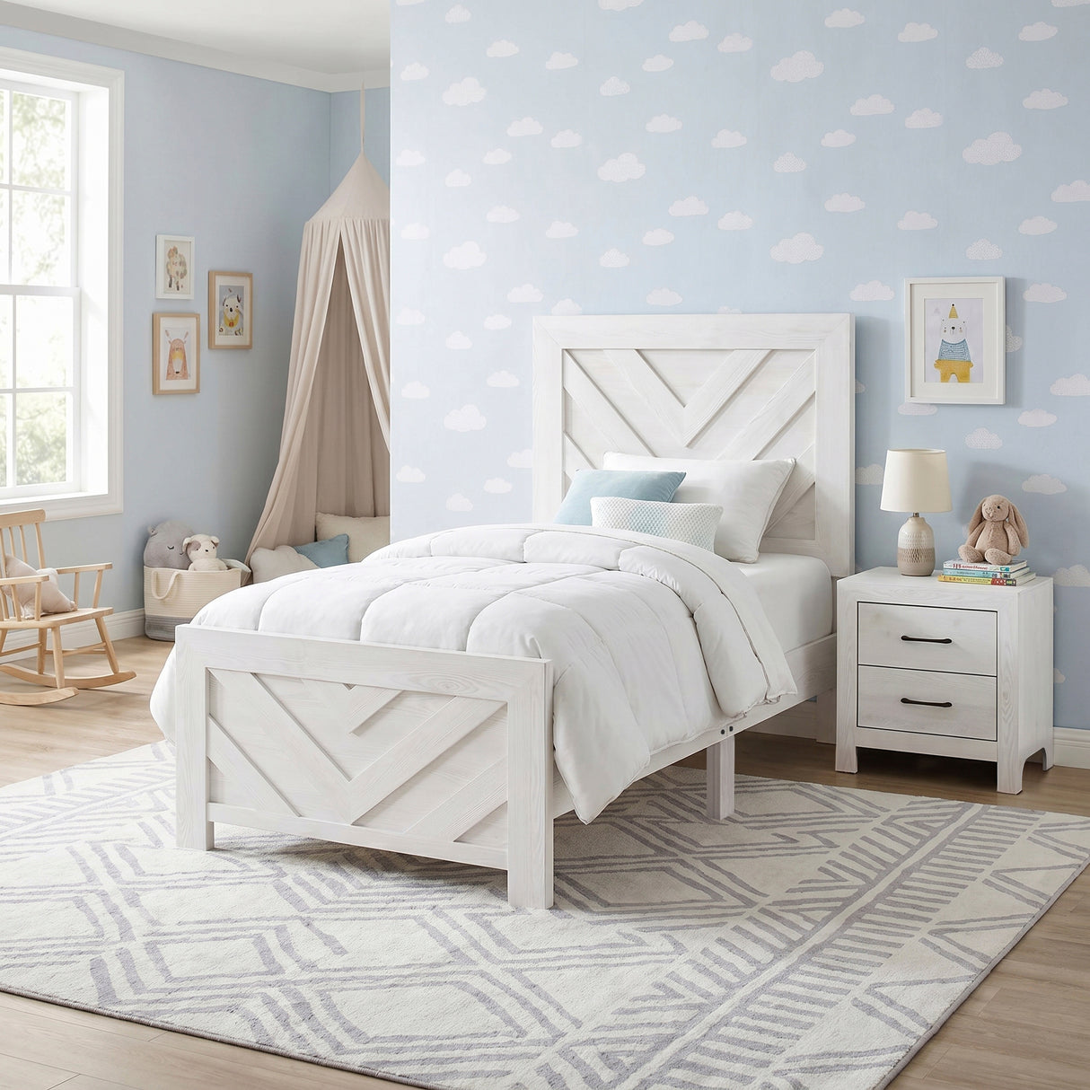 Corbin White Crossbuck Twin Panel Bed from Homelegance - Luna Furniture