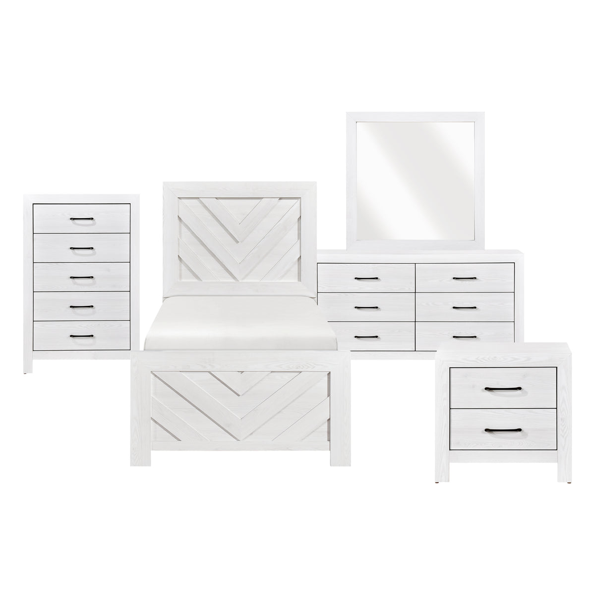 Corbin White Crossbuck Twin Panel Bed