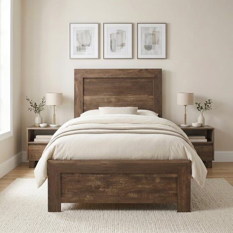 Corbin Brown 4-Piece Youth Bedroom Set (Twin Bed, Nightstand, Dresser, Mirror) from Homelegance - Luna Furniture