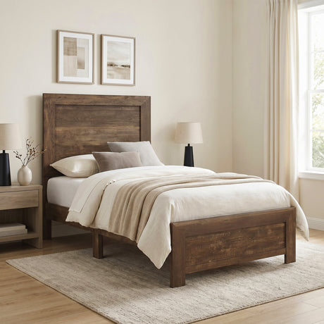 Corbin Brown 4-Piece Youth Bedroom Set (Twin Bed, Nightstand, Dresser, Mirror) from Homelegance - Luna Furniture