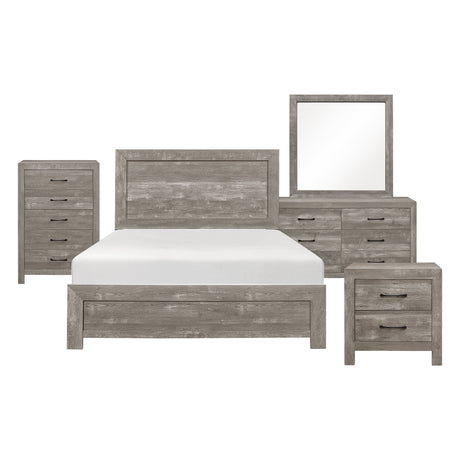Corbin Gray 5-Piece Bedroom Set (Queen Bed, Nightstand, Dresser, Mirror, Chest) from Homelegance - Luna Furniture