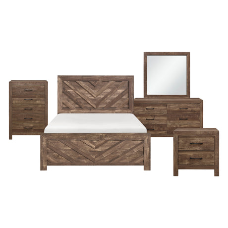 Corbin Brown Crossbuck 5pc Set (QB+NS+DR+MR+CH) from Homelegance - Luna Furniture