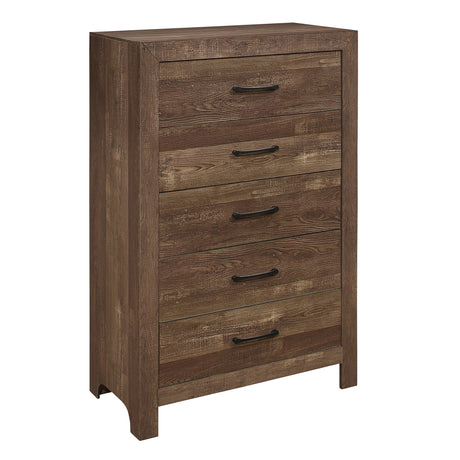 Corbin Brown Crossbuck 5pc Set (QB+NS+DR+MR+CH) from Homelegance - Luna Furniture