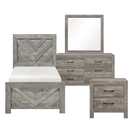 Corbin Gray Crossbuck 4pc Set (TB+NS+DR+MR) from Homelegance - Luna Furniture