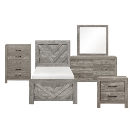 Corbin Gray Crossbuck 5pc Set (TB+NS+DR+MR+CH) from Homelegance - Luna Furniture