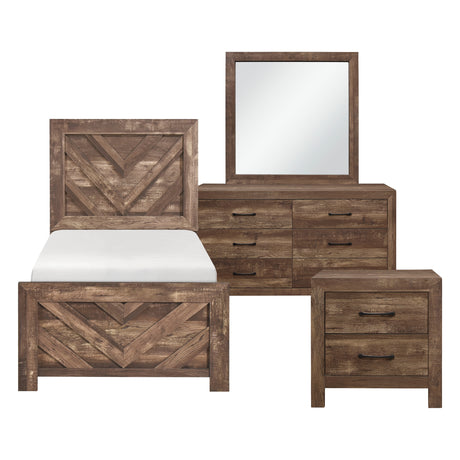 Corbin Brown Crossbuck 4pc Set (TB+NS+DR+MR) from Homelegance - Luna Furniture