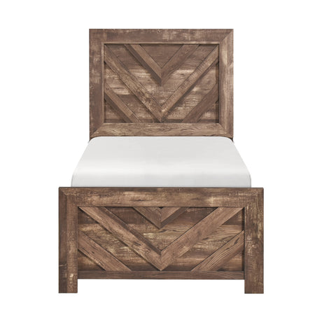 Corbin Brown Crossbuck 4pc Set (TB+NS+DR+MR) from Homelegance - Luna Furniture